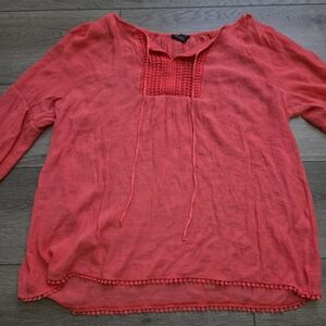 Robert Louis Pink Blouse with Crochet Detail